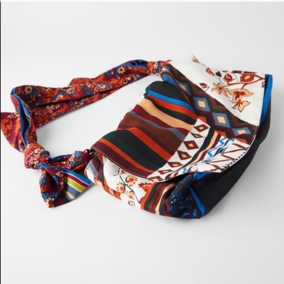 ZARA BNWT Printed Scarf Crossbody Bag - Picture 4 of 5